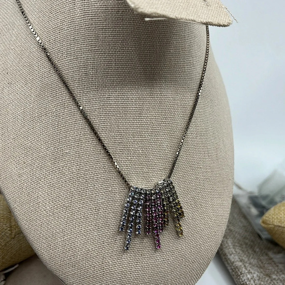 Victoria Wieck 925 Sterling Silver Multi-Gemstone Statement Necklace 🌈 - Picture 7 of 17